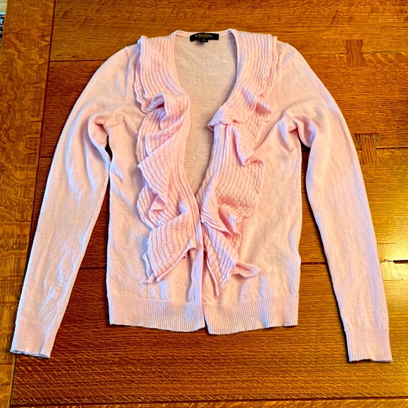 Like New 100% Cashmere Ruffled Cardigan Sweater (Brooks Brothers, Size S) - Picture 3 of 10